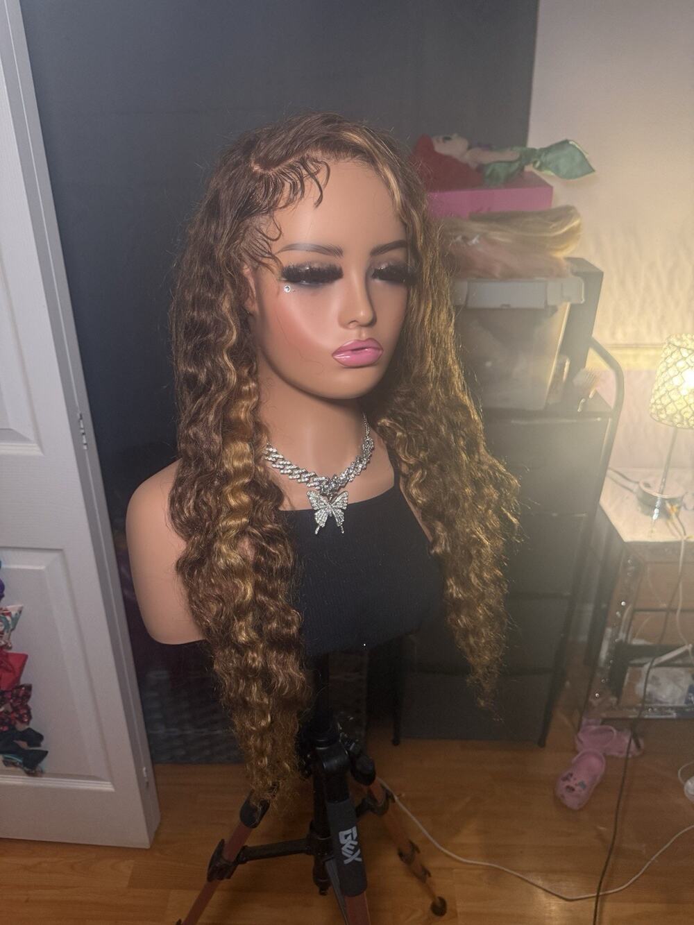 Highlighted Human Hair Blend Lace Front Wig 13x6Pre-Plucked, Styled Baby Hairs